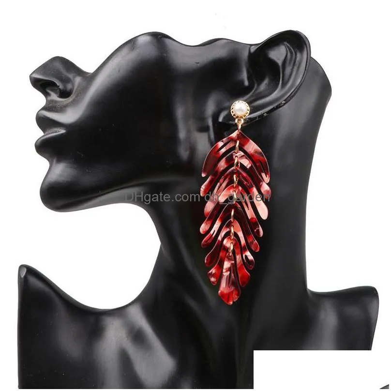 new acrylic earrings statement leaf earrings resin drop dangle earrings fashion jewelry for women girl valentines day gift 2020z