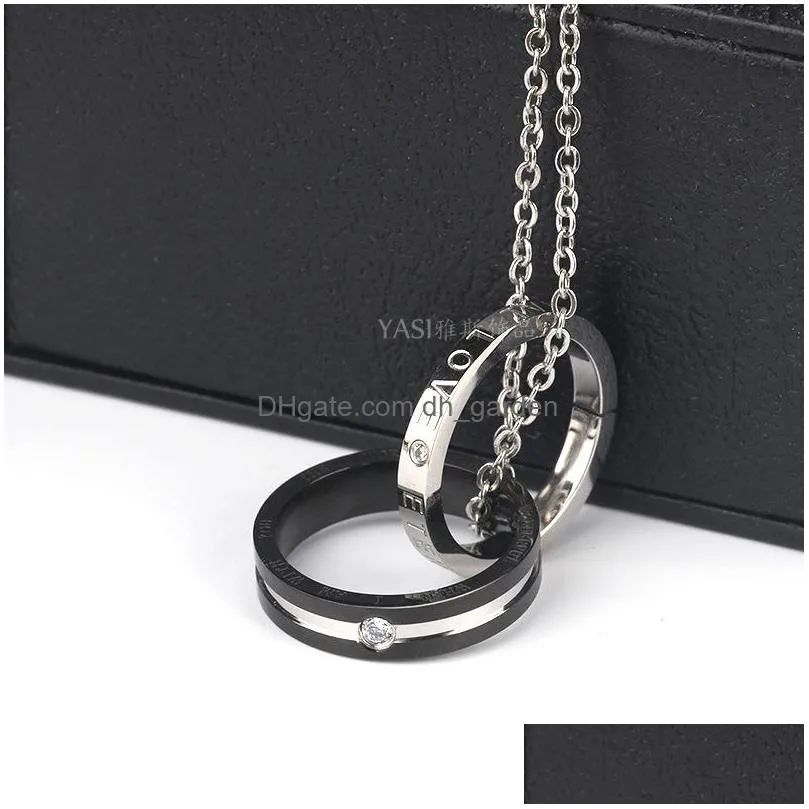 fashion double circle pendant necklace for couple letter interlocking hoop infinity charm necklace eternity best valentines day