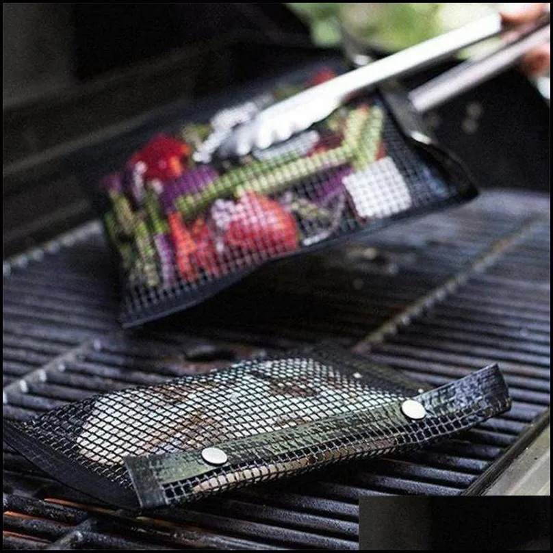 nonstick mesh bbq tools bag reusable and easy to clean outdoor picnic grill accessories