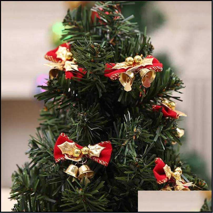 bowknot bell christmas tree decoration plaid bowknot xmas tree ornaments kids gifts bowknot decor christmas wedding ornament