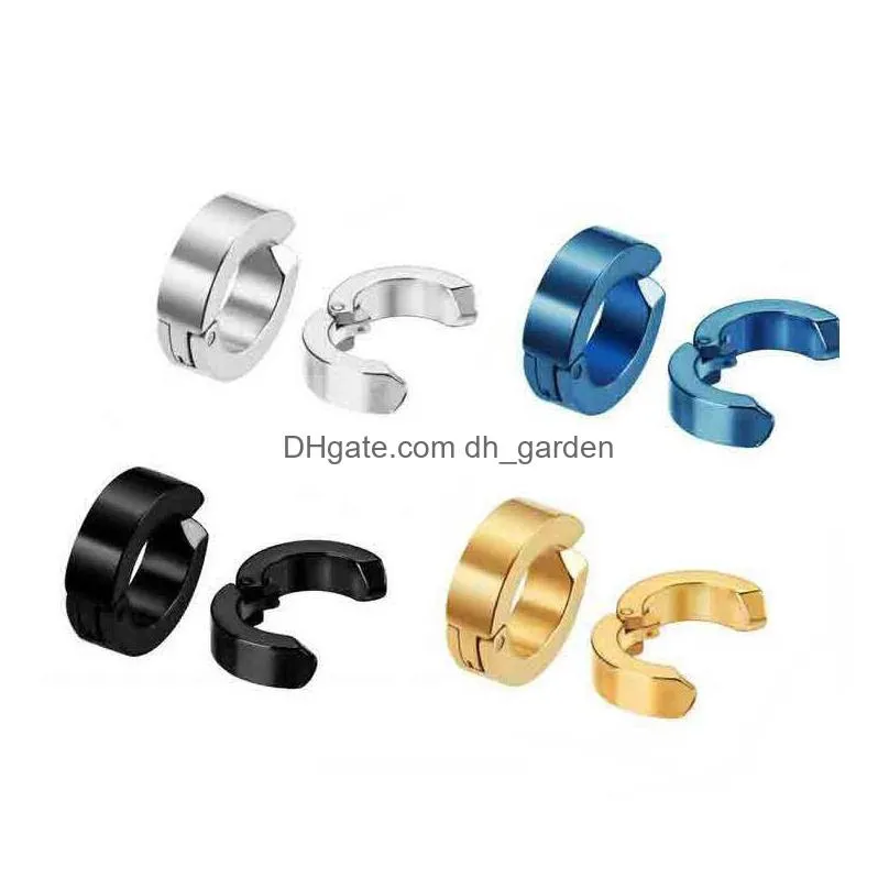 5 style stainless steel mens womens clip on earrings hoop huggie nonpiercing fashion circle ear clips jewelry wholesalez