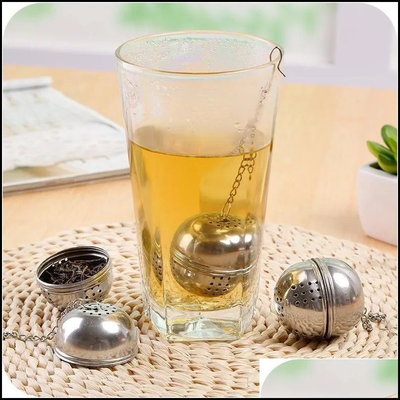 new essential stainless steel ball tea infuser mesh filter strainer w/hook loose tea leaf spice home kitchen accessories