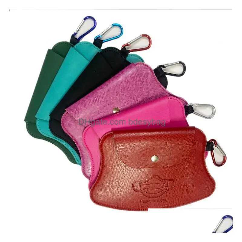 mask storage bag pu leather clip portable girls keyring holder protective masks organization dustproof masks card cover accessories