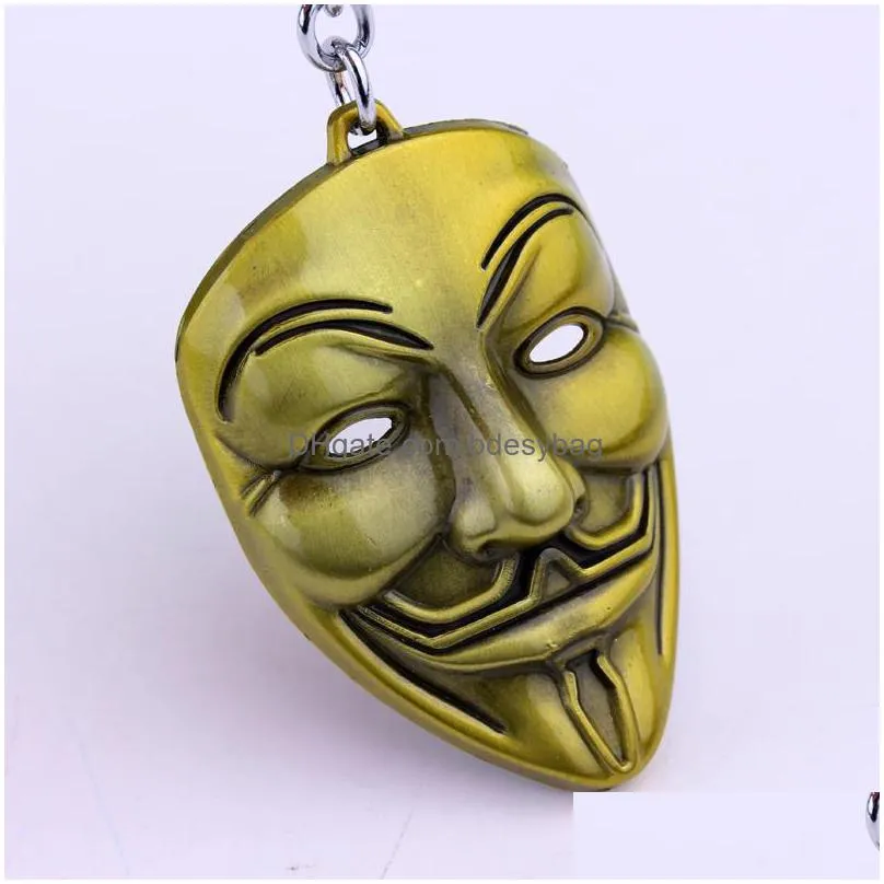 v for vendetta key chain women men pendant mask keychain key ring movie ring holder souvenir gifts new gga2652