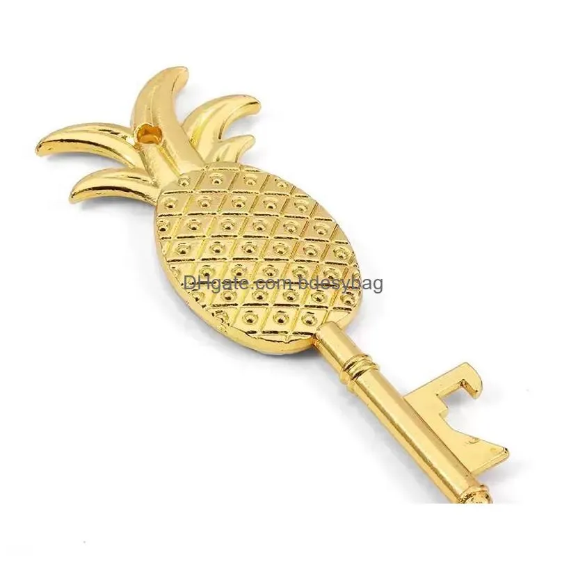 creative pineapple shape bottle opener metal key opener corkscrew hangable multifunctional kitchen tool rrb15658