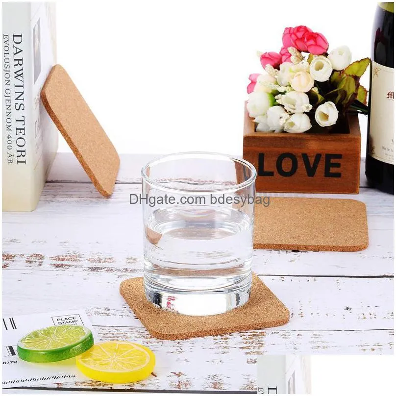 party gift blank cork coasters square cup mat heat insulation coasters for home diy tableware decoration durable coaster rrb16507