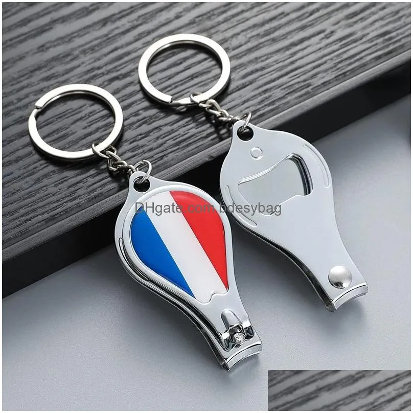 world cup openers football fans small gift flag pattern nail clipper bottle opener keychain souvenir rrb15637