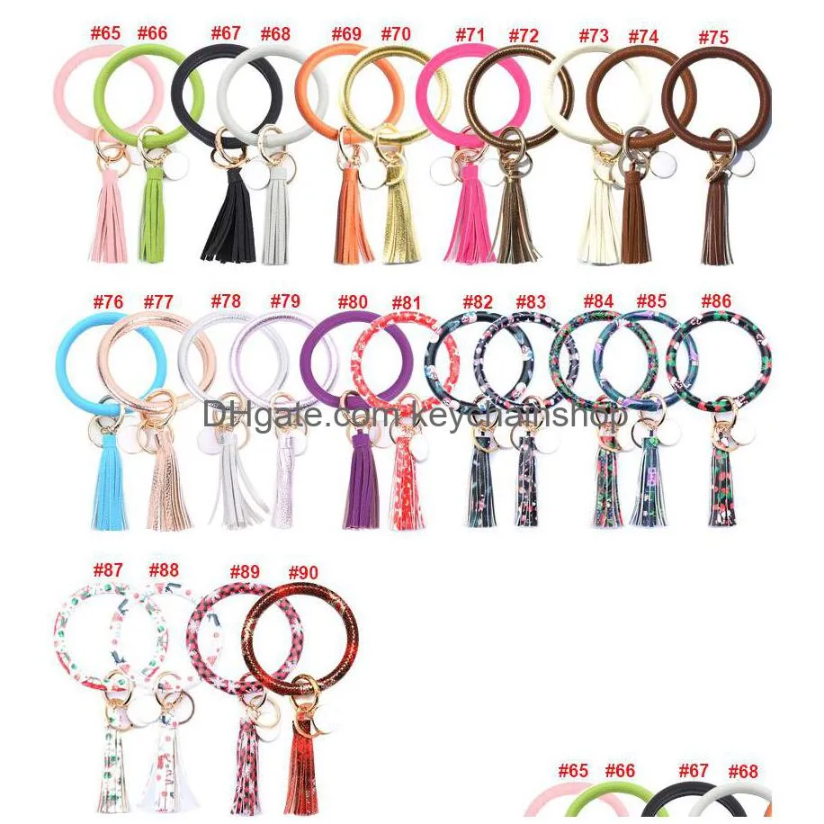 90 colors tassels keyring bracelets wristlet keychain party favor bangle key ring chain for women