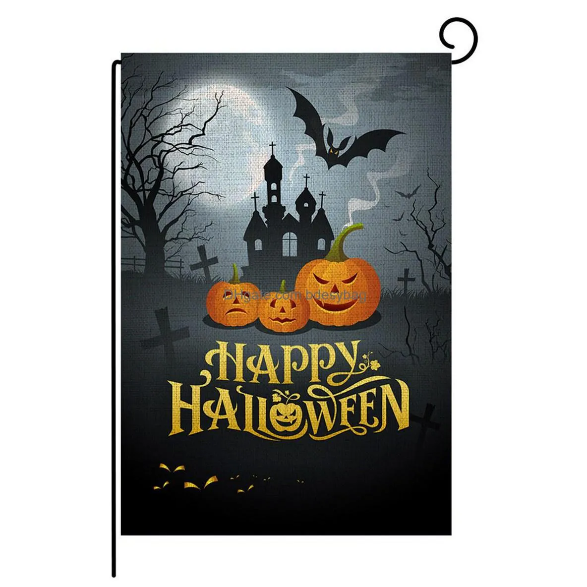 47x32cm halloween garden decoration flag 27 style outdoor flags pumpkin ghost bat flower print double side flag hha556