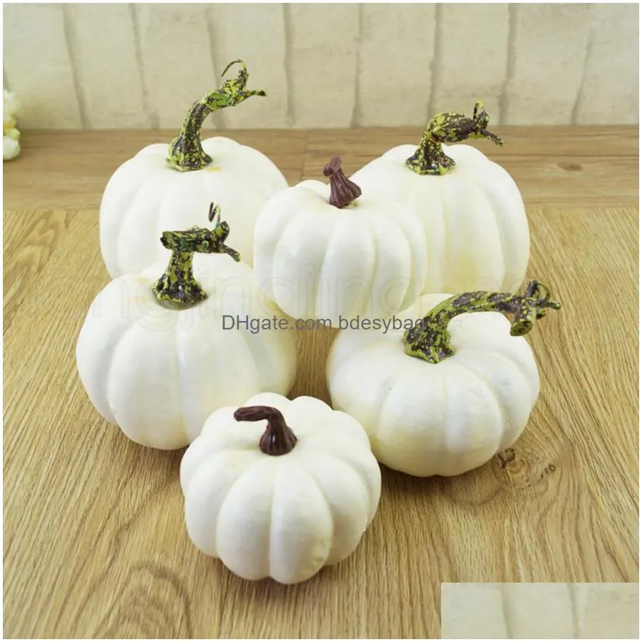 12pcs/set mini simulation pumpkin diy creative foam halloween party garden decoration craft party favor rra2071