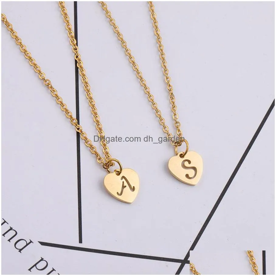 stainless steel 26 intial letter alphabet pendant necklace for women az capital alphabet fashion silver chain valentines day gifty