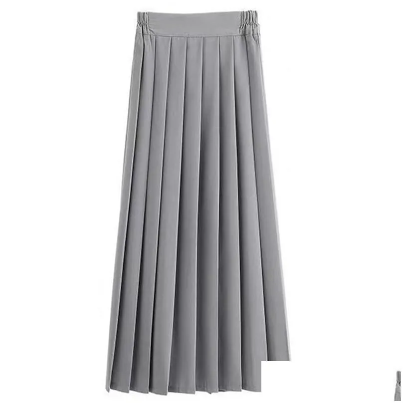 skirts elastic waist japanese student girls school uniform women long midi skirt ladies fashion party female pleated skirtskirts