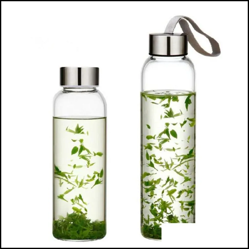 22oz glass water bottle bpa sports water bottle single layer high temperature resistant glass bottles with tea filter and nylon