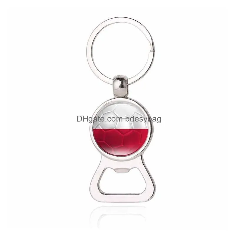 2 in 1 football bottle opener keychain qatar world cup flag mini easy can opener beer ring wine jar openers rrb16636