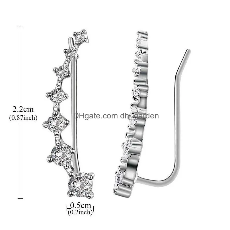 7 crystals ear cuffs hoop climber cubic zirconia earrings u type ear clips for women girls valentines day jewelry giftz