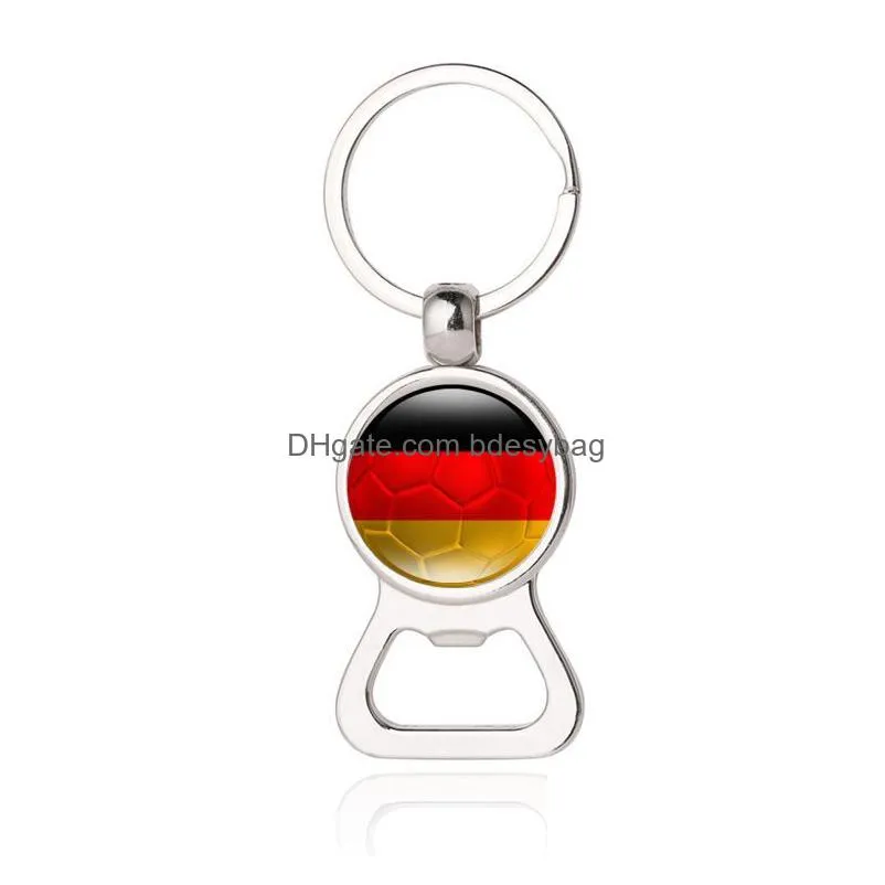 2 in 1 football bottle opener keychain qatar world cup flag mini easy can opener beer ring wine jar openers rrb16636