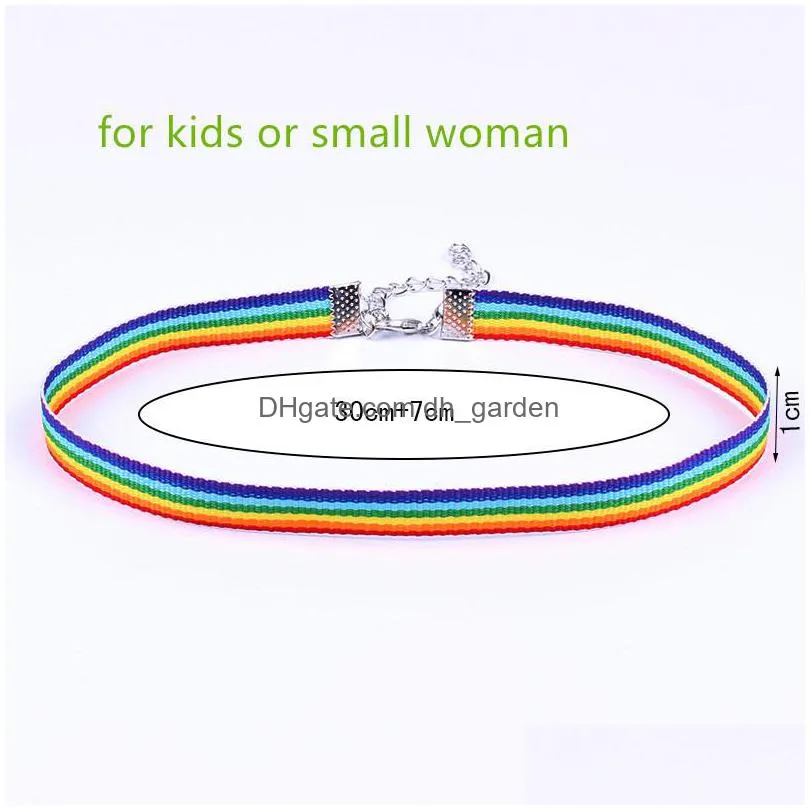 new kids small women gay pride rainbow choker necklace gay siver chain and pride lace chocker ribbon collar with pendant jewelryz