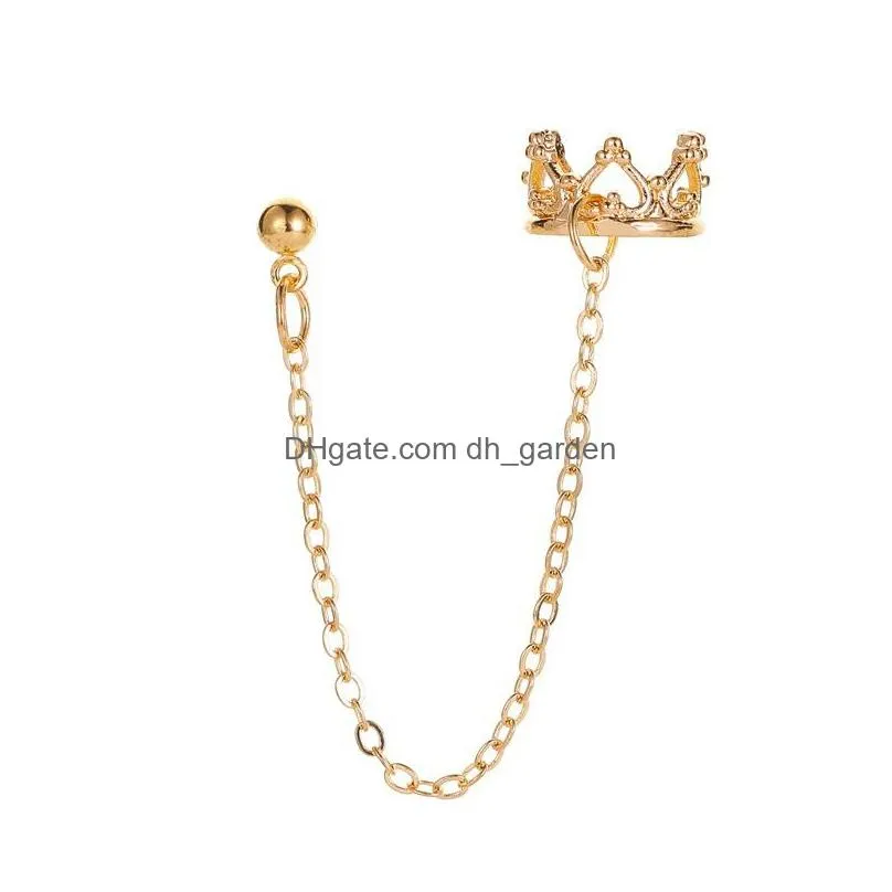 fashion vintage bohemian crown hollow love dangle earring bones ushaped clip non pierced ears female trendy party gifts 2020y