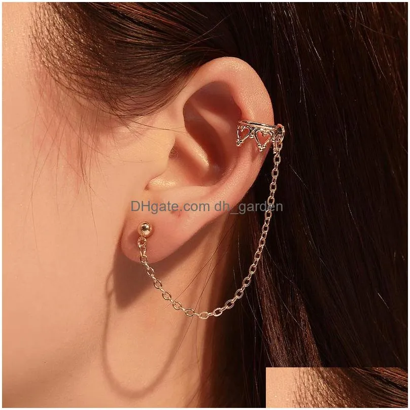 fashion vintage bohemian crown hollow love dangle earring bones ushaped clip non pierced ears female trendy party gifts 2020y