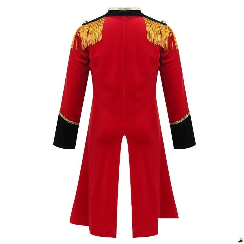 jackets child kids boys circus ringmaster costume halloween performance cosplay party dress up long sleeves stand collar tailcoat
