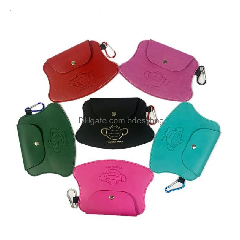 mask storage bag pu leather clip portable girls keyring holder protective masks organization dustproof masks card cover accessories