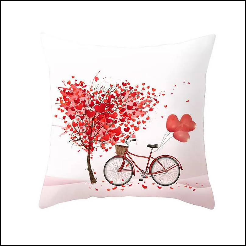 happy valentine pillowcase peach skin valentine day pillow cover heart shaped lover sofa throw pillow case