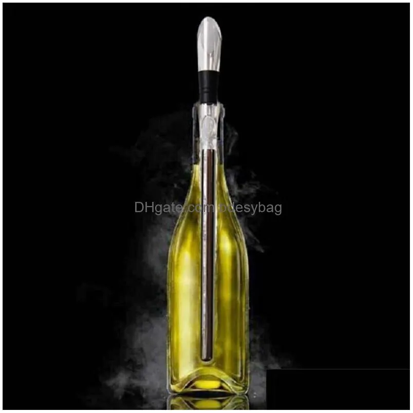 wine chillers stick stainless steel bottle coolers chill wine chill cool stick rod with wine pourer eea281