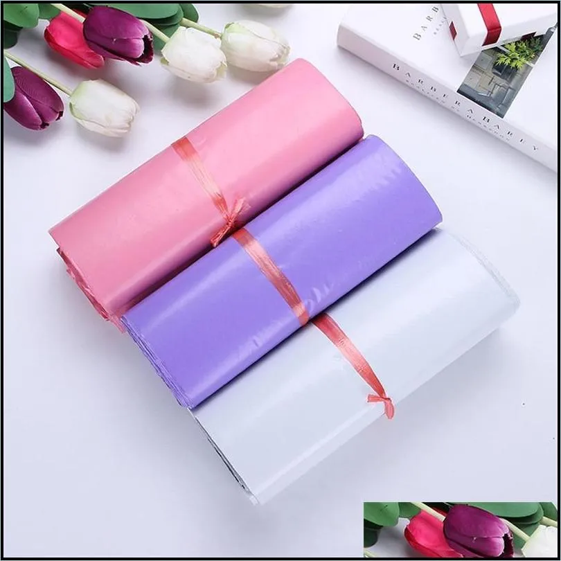 100pcs/lot plastic mailer 17x30cm pink purple white envelopes bags selfseal adhesive parcel shipping package bag