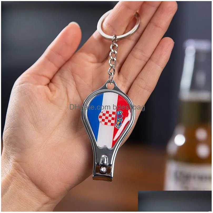 qatar world cup openers football fans small gift flag pattern nail clipper bottle opener keychain rrb16635