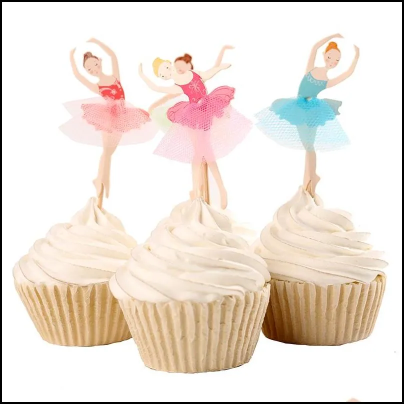 new graceful ballerina cupcake topper dancer cake topper cake accessory girl birthday party supplies 120pcs/lot