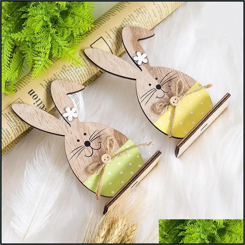 easter rabbit wood decorations easter egg ribbon stand decoration nordic ins wooden bunny egg painted small ornaments