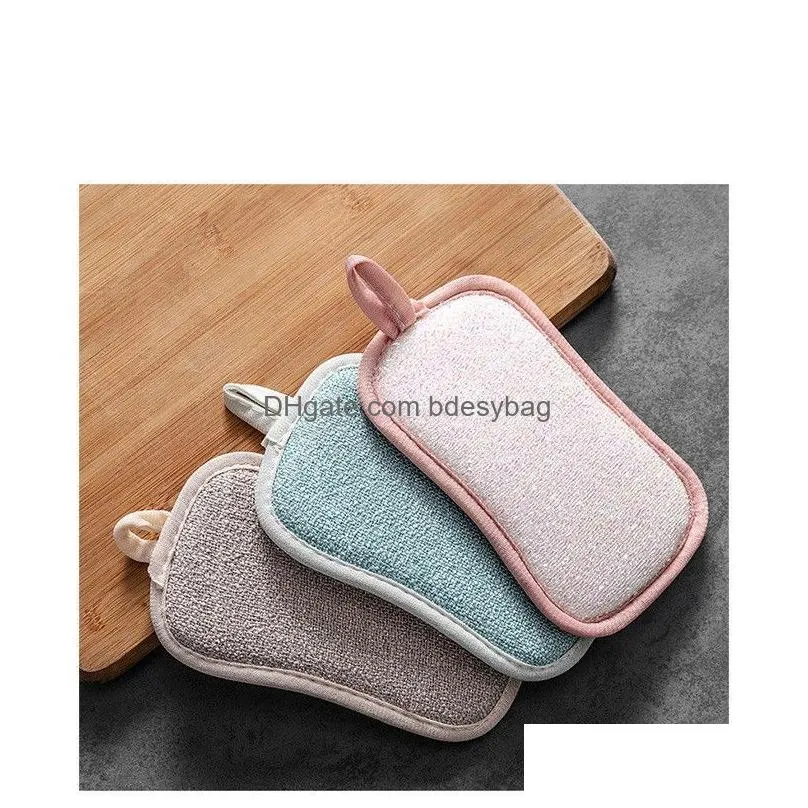 double sided sponges kitchen cleaning towel kitchenware brushes anti grease wiping rags absorbent washing dish cloth accessories