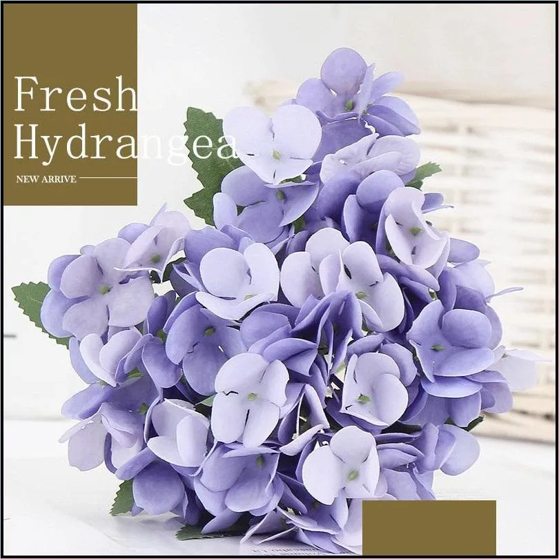 artificial hydrangea flower silk bouquet real touch hydrangeas 8 colors wedding bride flowers party home decor