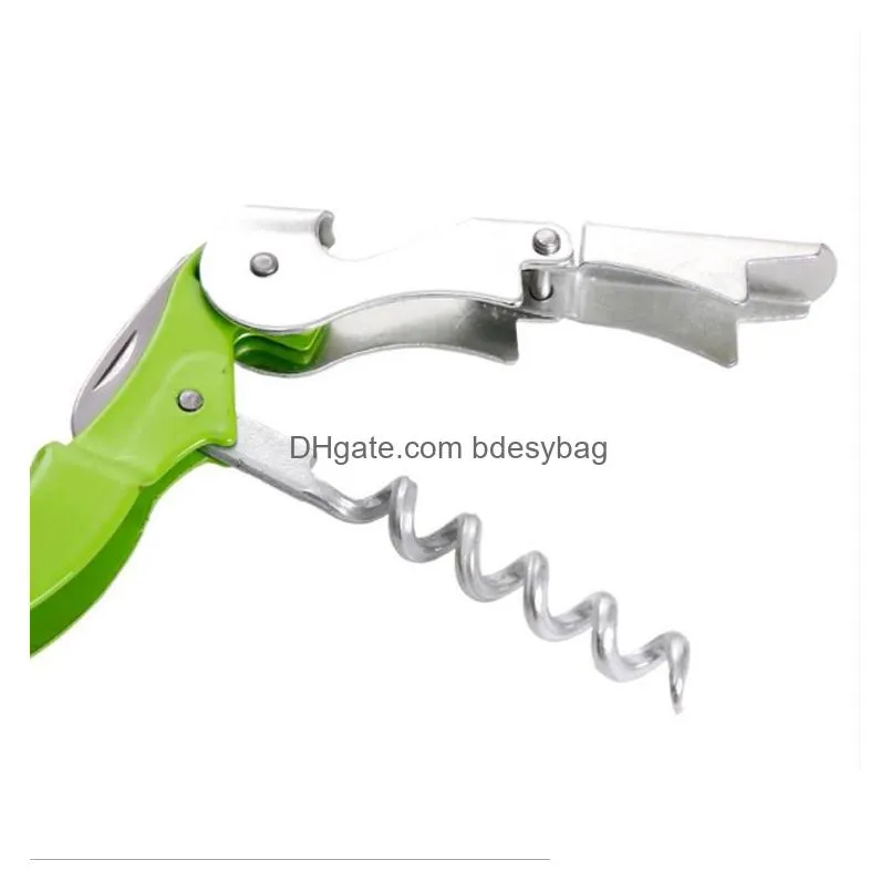 stainless steel cork screw corkscrew candy color multifunction wine bottle cap opener double hinge waiters corkscrew by sea rrb16178