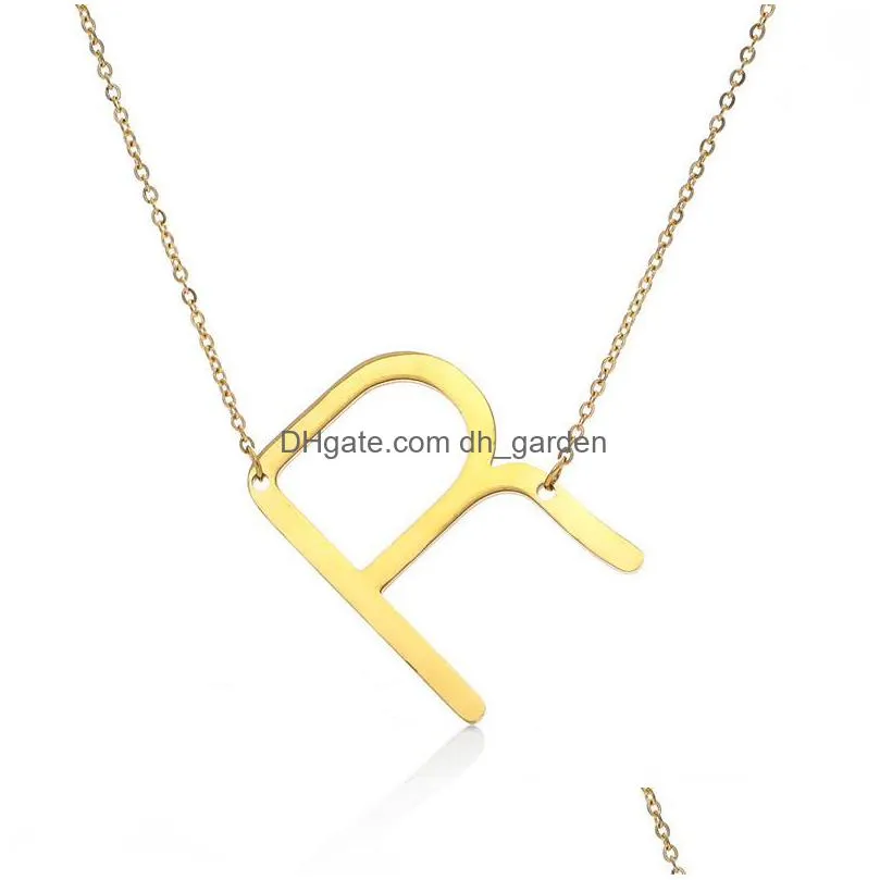 women personalize az 26 alphabet letter necklace stainless steel gold chain initial name pendant necklace customized jewelry giftz