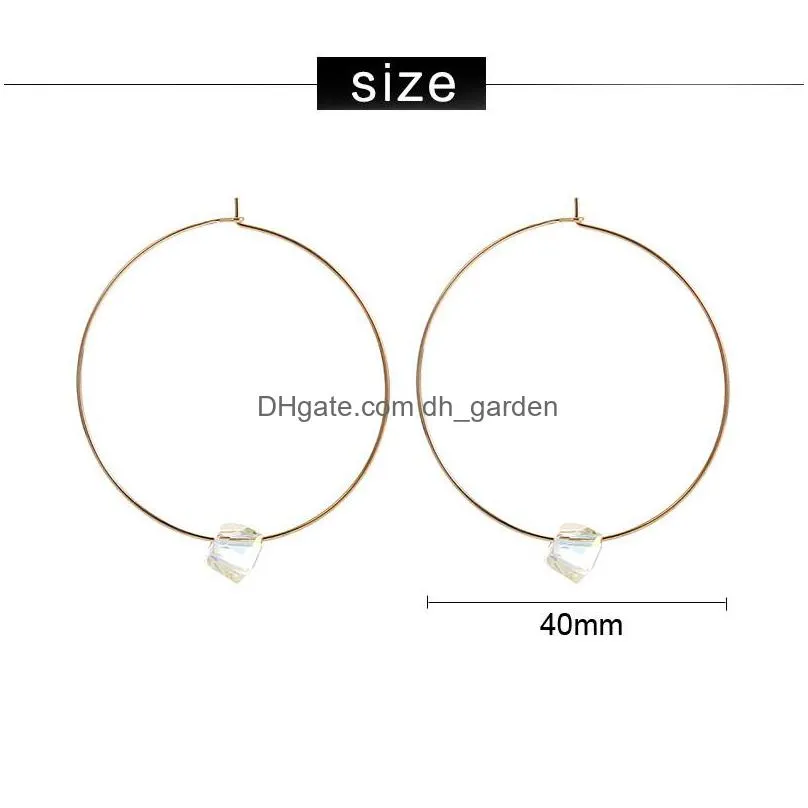 2020 trendy round gold silver hoop earrings the small glass crystal pendant earrings for women girls jewelry z