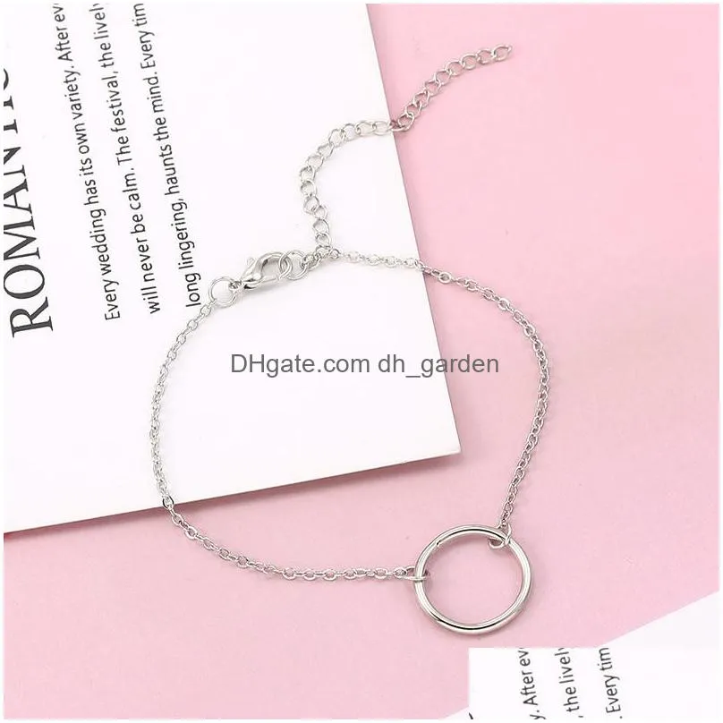 simple style double hoop bracelets for women silver gold chain bracelets fashion jewelry as valentines day giftz