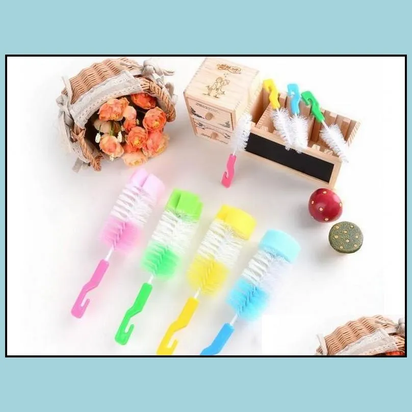 2pcs/set baby bottle brush sponge head 360 degree rotating baby milk bottle cup brush baby bottle cleaning brush sets