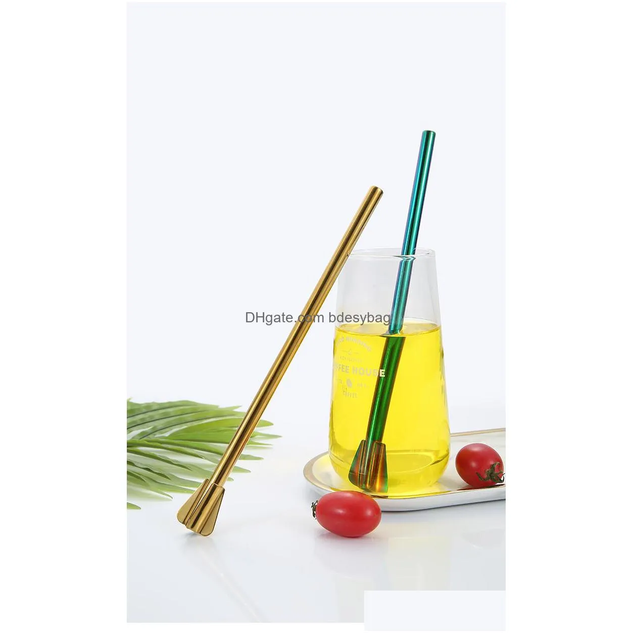 stainless steel stirring straw multifunctional drink cocktail stirrer coffee straw drink juice straw 7 colors eea13915