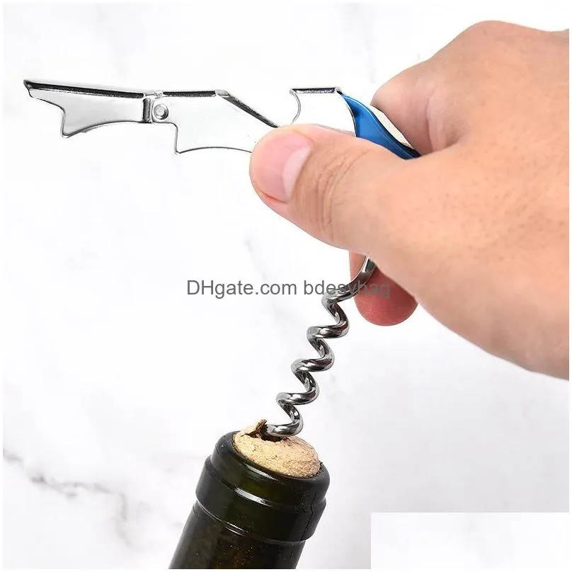 stainless steel cork screw corkscrew candy color multifunction wine bottle cap opener double hinge waiters corkscrew by sea rrb16178