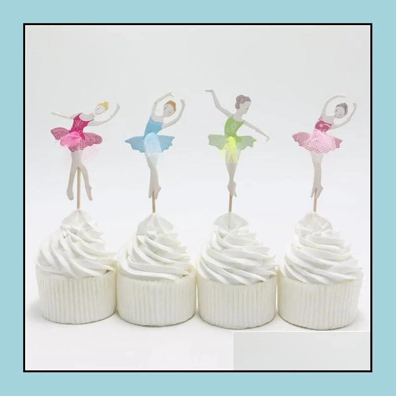 new graceful ballerina cupcake topper dancer cake topper cake accessory girl birthday party supplies 120pcs/lot