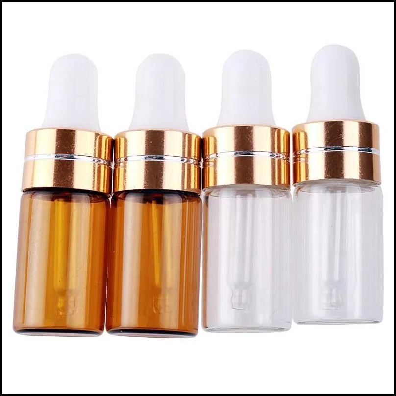 3ml 5ml transparent brown glass plastic dropper bottle portable essential oil glass perfume sample test bottle