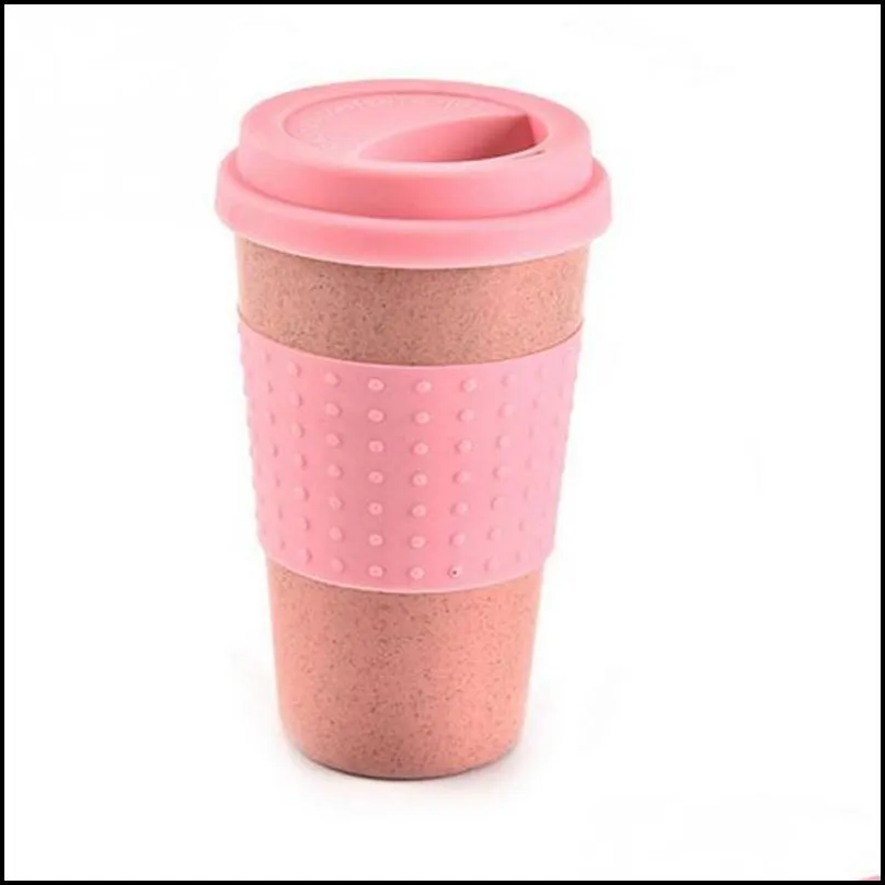 wheat straw plastic coffee cups travel coffee mug with lid travel easy go cup portable for outdoor camping hiking picnic