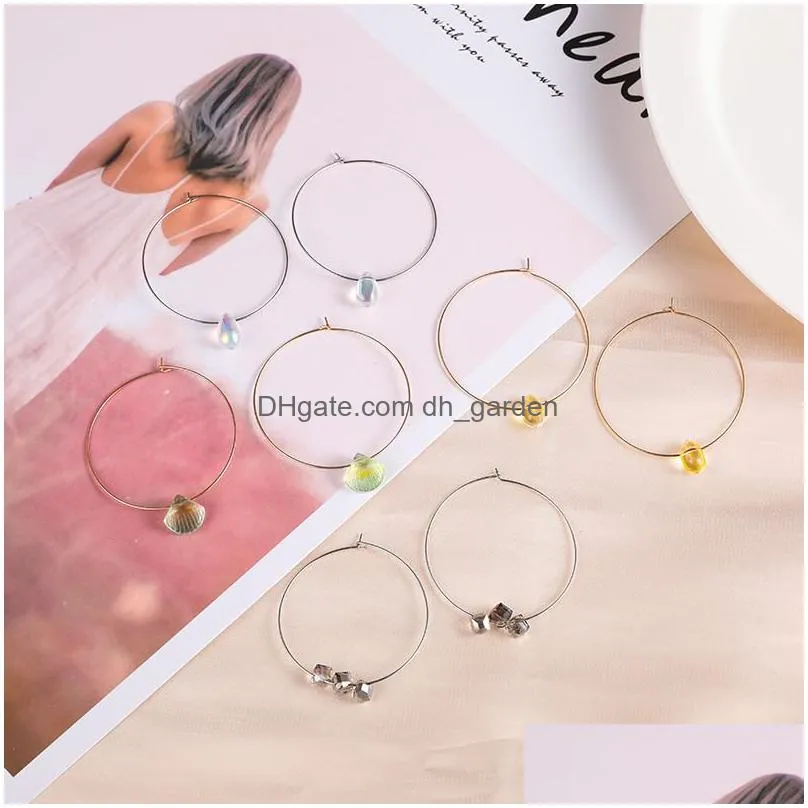 2020 trendy round gold silver hoop earrings the small glass crystal pendant earrings for women girls jewelry z