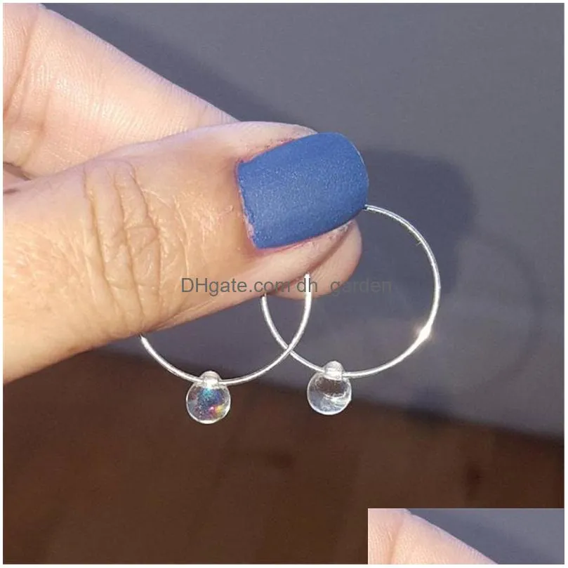 2020 trendy round gold silver hoop earrings the small glass crystal pendant earrings for women girls jewelry z