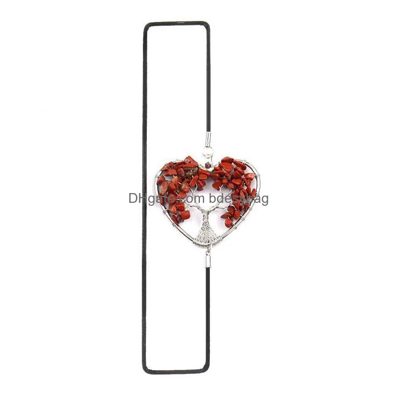 crystals gravel pendant party favor bookmark elastic rope heart shaped life tree bookmark gifts rrb16506