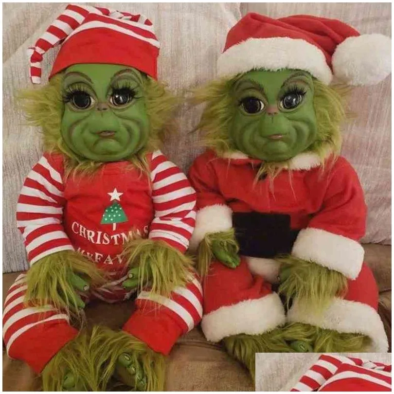 grinch doll cute christmas stuffed plush toy xmas gifts for kids home decoration in stock 3 211223