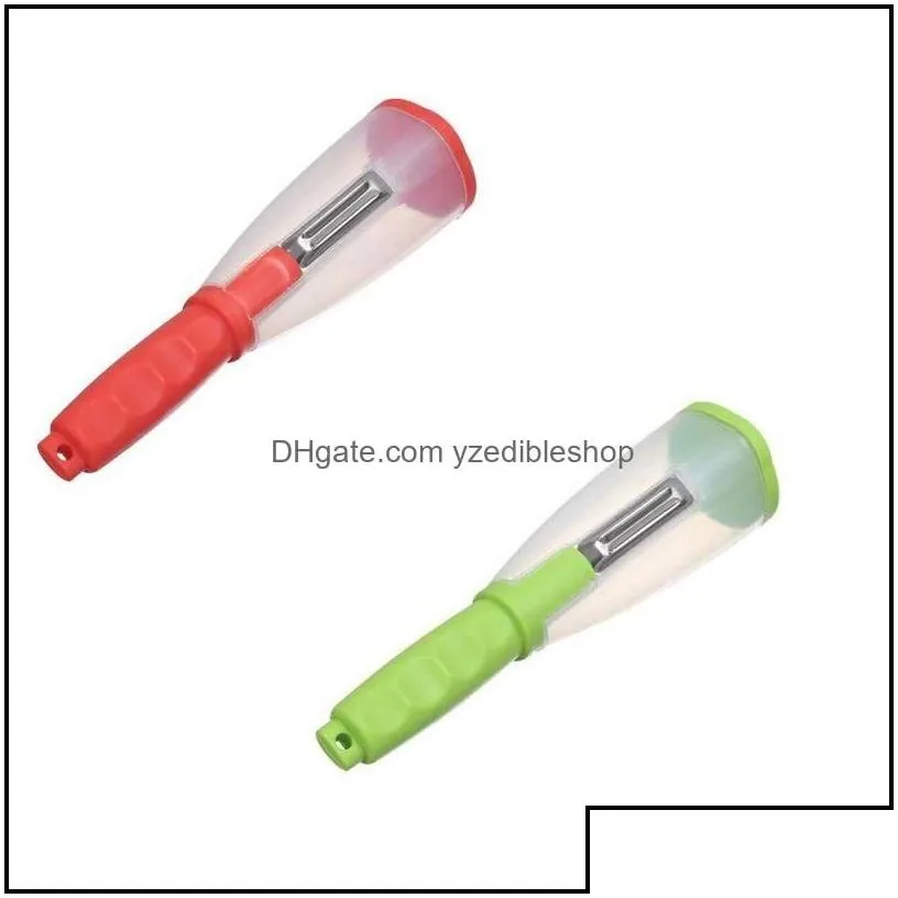 fruit vegetable tools mtifunctional storage type peeling knife with tube peeler  supplies household drop delivery home garden