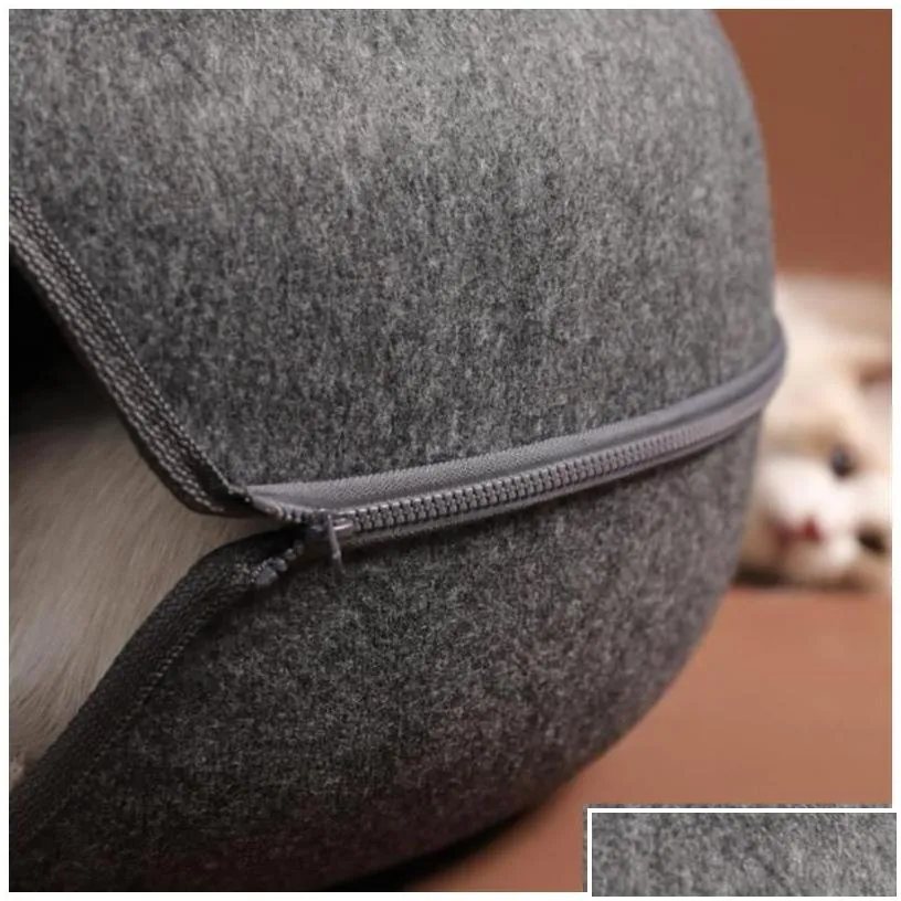 cat toys donut tunnel bed pets house natural felt pet cave round wool for small dogs interactive play toycat drop delivery home gard