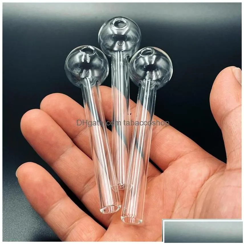 smoking pipes clear pyrex glass oil burner transparent tube 10 12cm hand tobacco drop delivery home garden household sundries accesso